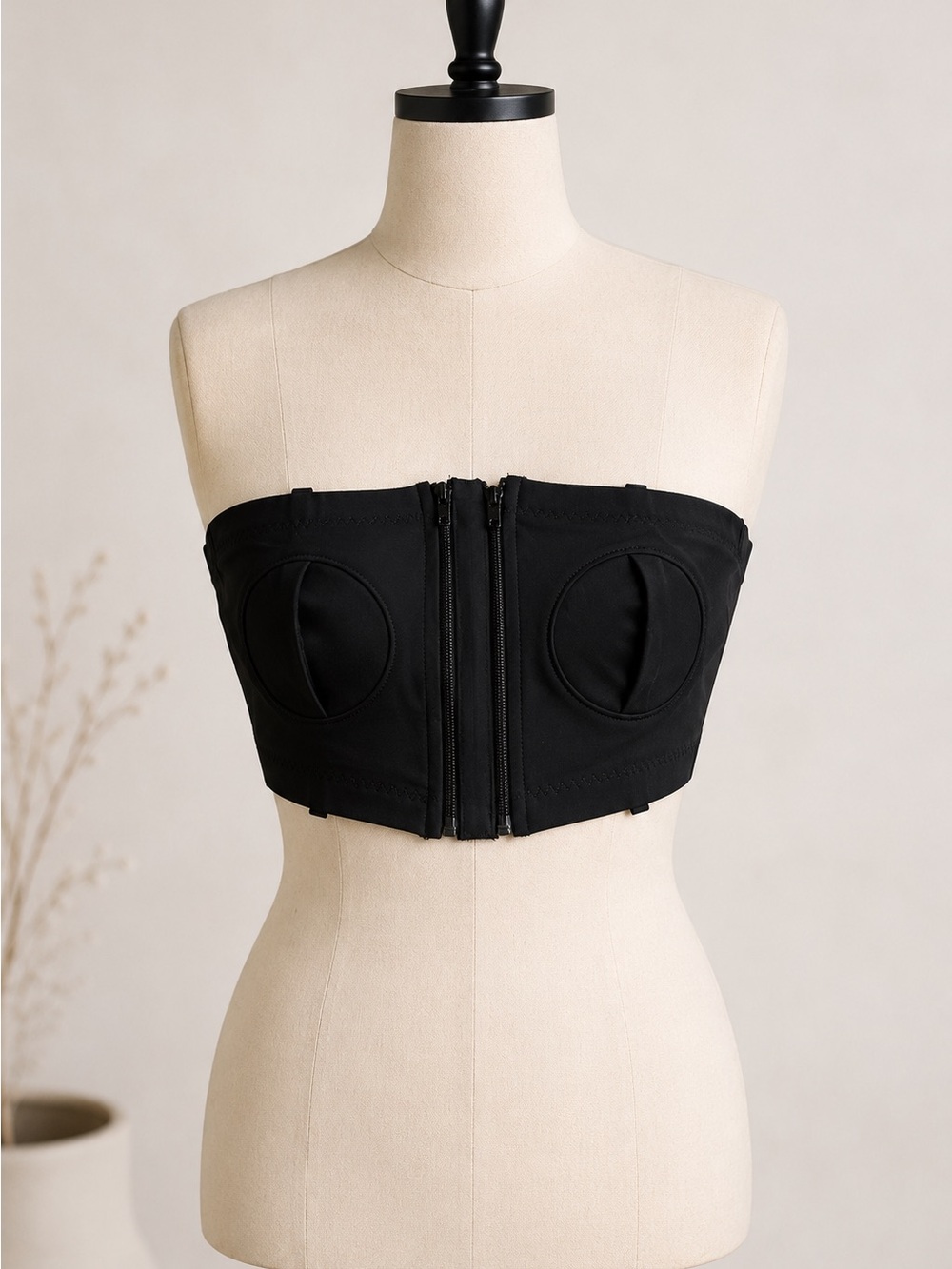 Black Breast Pump Holder Strapless Bustier Crop Top Bra